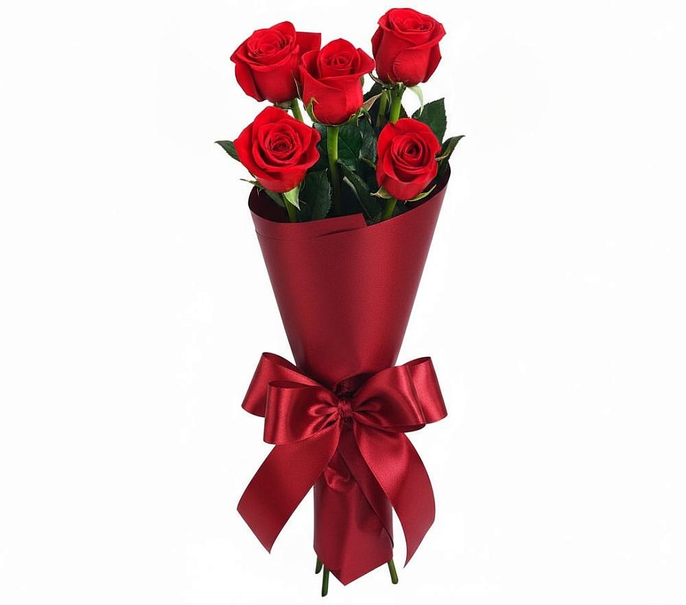 Букет 5 Красных роз Эдлесс Лав в Нурма