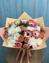 Букет цветов из:  Розы, Герберы и Хризантемы #REPLACE_PRED# Нурма