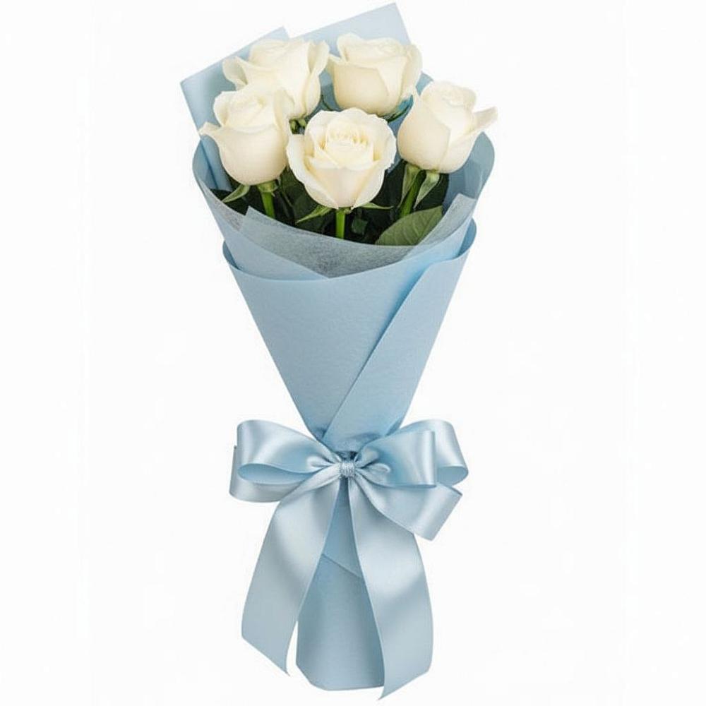 Букет 5 Белых роз Проуд в Нурма