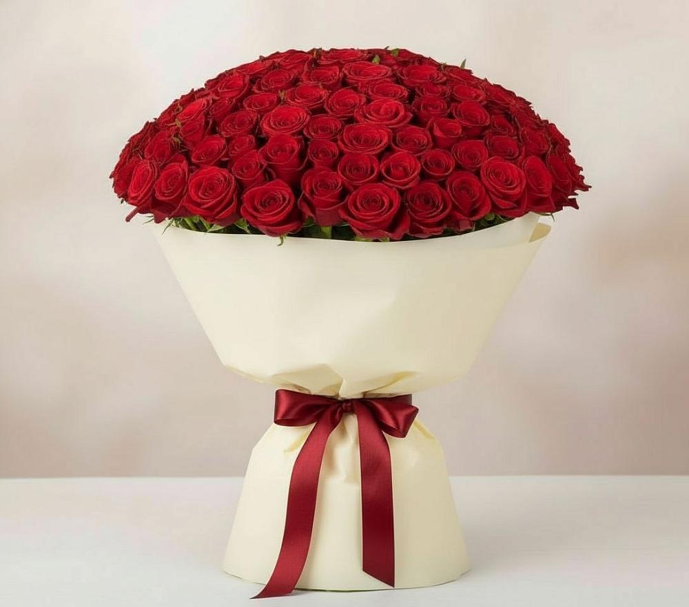 Букет 101 Красная роза Милано в Нурма