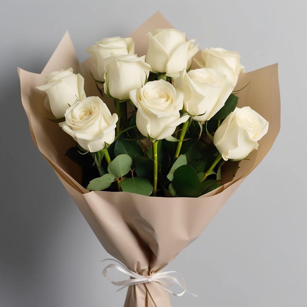 Букет 9 Белых роз Эдлесс Лав в Нурма