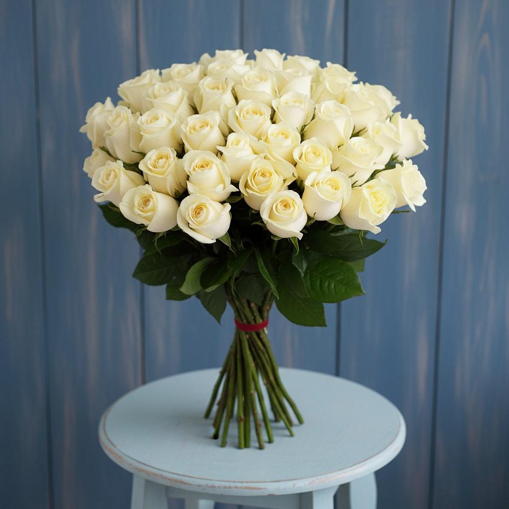 Букет 51 Белая роза Эдлесс Лав в Нурма