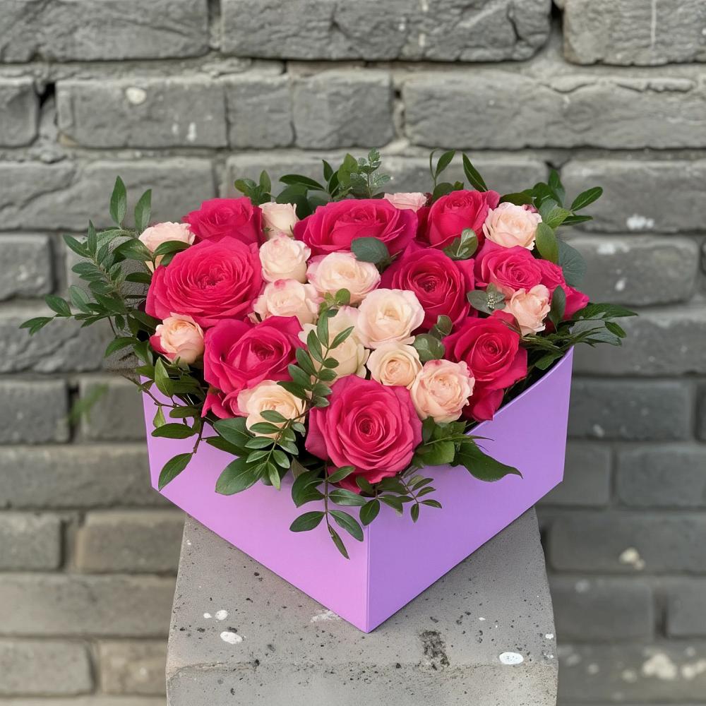 Цветочная композиция из Розы в коробке в Нурма