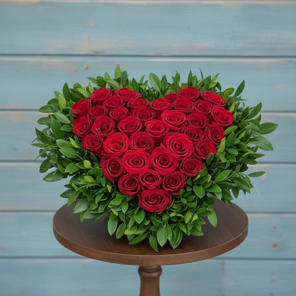 Цветочная композиция из Розы в виде сердца в Нурма