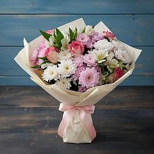 Букет цветов из:  Хризантемы, Альстромерии и Розы в Нурма