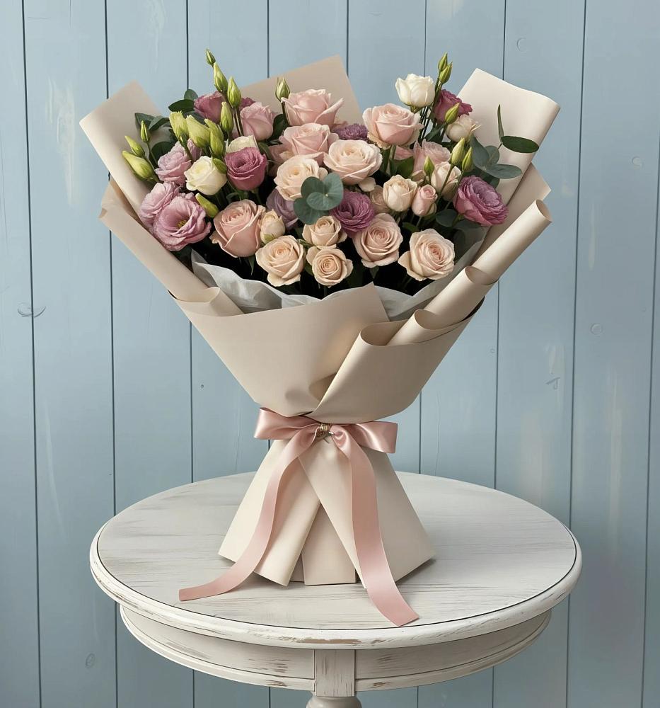 Букет цветов из: Розы и Лизиантусы в Нурма