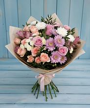 Букет цветов из:  Хризантемы, Розы и Альстромерии в Нурма