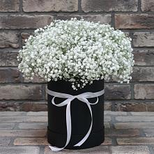 Цветочная композиция из Гипсофила в шляпной коробке в Нурма